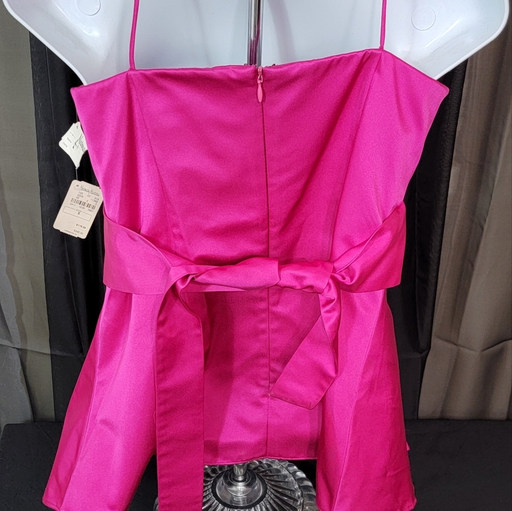 New Women's Evening Hot Pink Silk Statement Piece Top Sz 6 Org $340 Chetta B - Picture 12 of 13